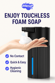 Automatic Soap Dispenser Foaming Touchless: 14Oz Plastic - 4 Level Adjustable Wall Mount Foam Black Rechargeable Electric Auto Smart Soap Dispenser - Bathroom Kitchen Hand Dish Lotion - Creatique