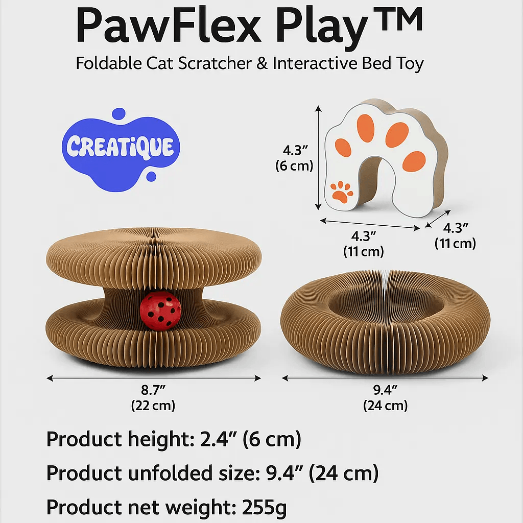 Cat Scratcher & Toy Bed – PawFlex Play - Creatique