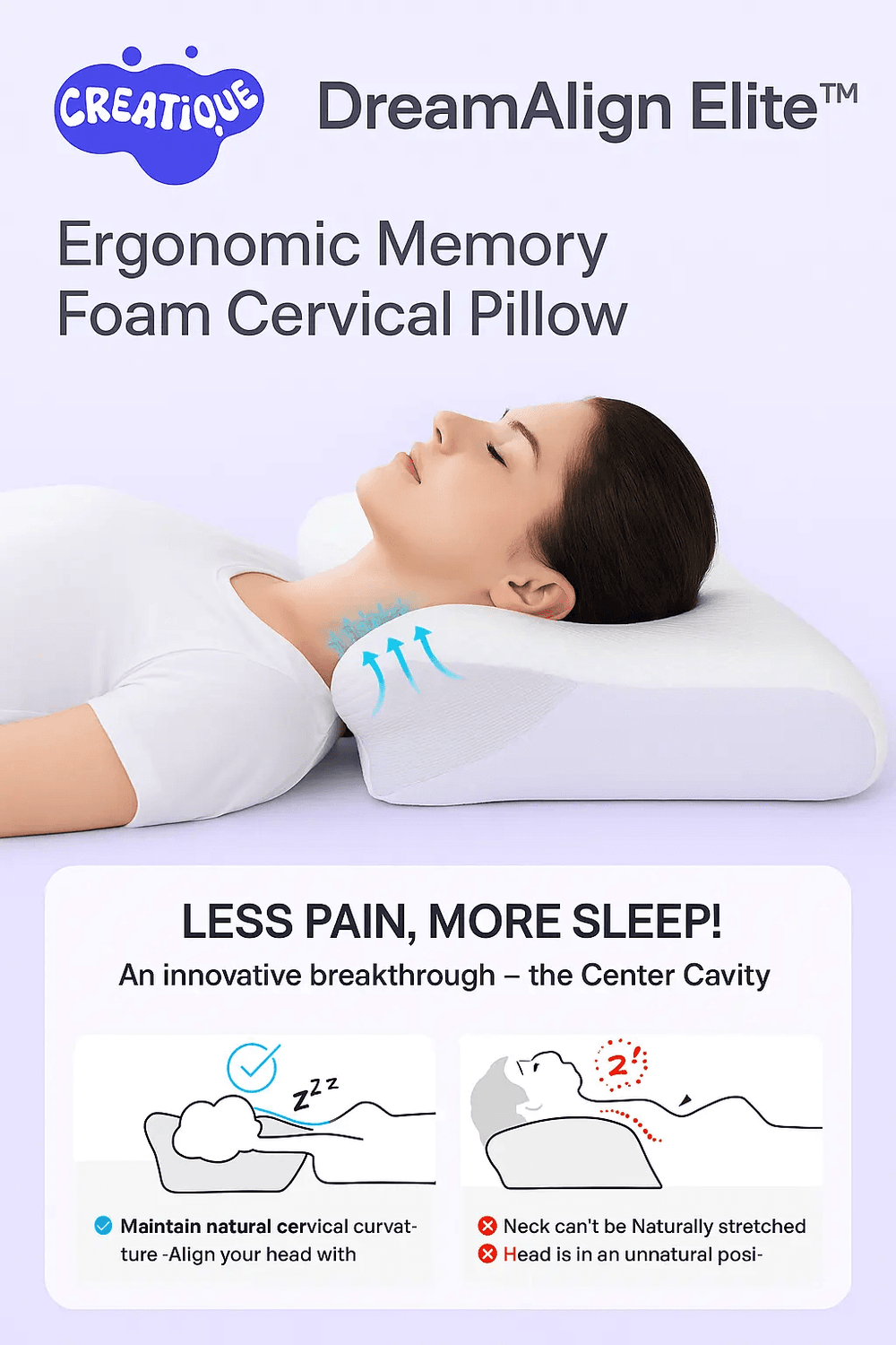 DreamAlign Elite™ Memory Foam Pillow – Neck Alignment - Creatique