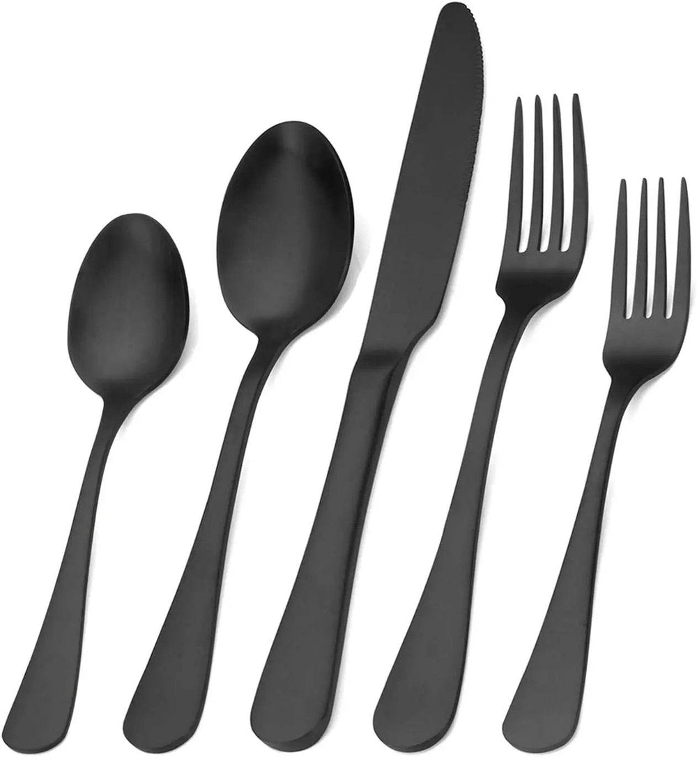 Flatware Set for 4 – Matte Black, Satin Finish - Creatique