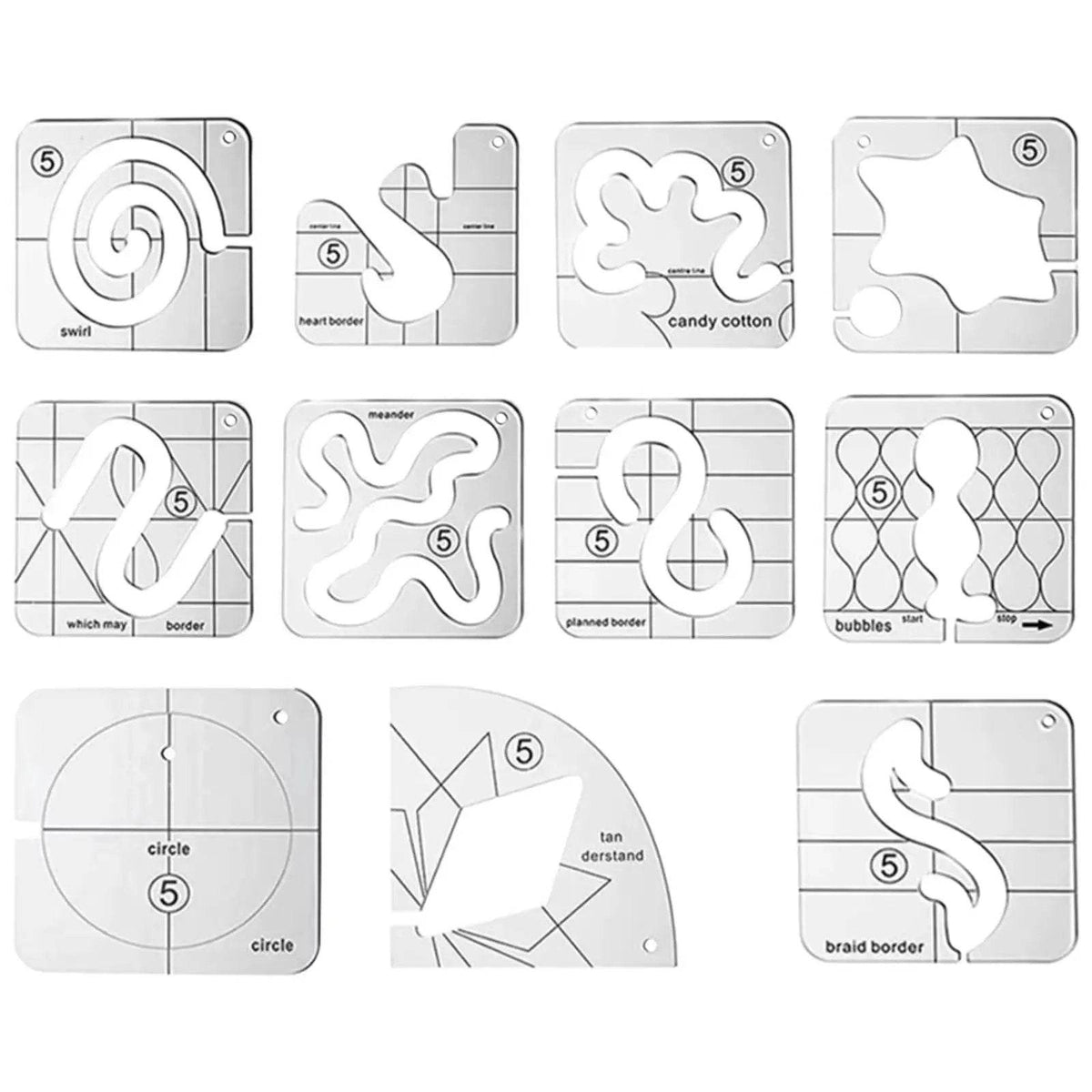 Free Motion Quilting Templates – 11Pcs Sampler Set - Creatique