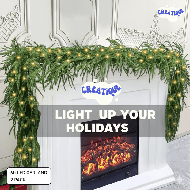 Festive Pine Garland with Lights - Creatique