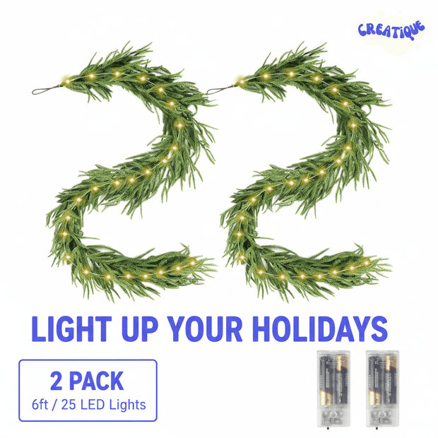 Festive Pine Garland with Lights - Creatique
