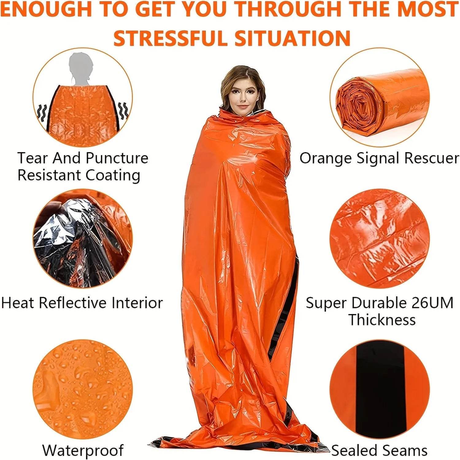 Emergency Thermal Sleeping Bag - Portable Waterproof Survival Gear for Camping & First Aid Rescue - Mylar Blanket - Creatique