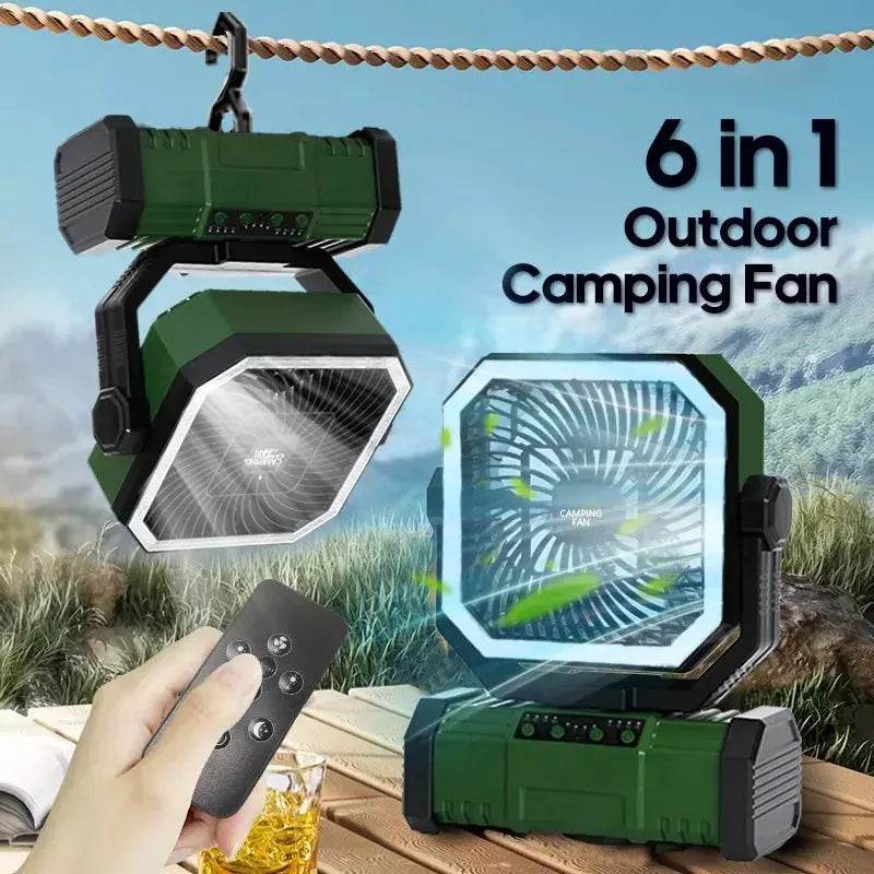 Powerful 20,000mAh Rechargeable Camping Fan & LED Lantern with Remote Control - Perfect for Outdoor Adventures and Comes with Storage Bag - Creatique