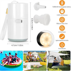 Compact Rechargeable Mini Air Pump & SOS Lamp - Perfect for Camping, Pool Floats, Air Beds, and Vacuum Storage Bags! - Creatique