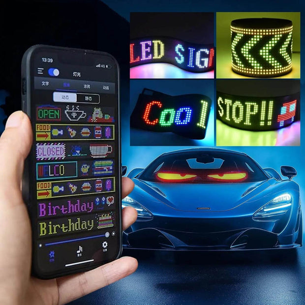 Eye-Catching Programmable LED Demon Eyes Sign for Store & Car Displays - Flexible & Bright! - Creatique