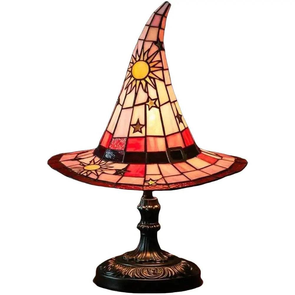 Enchanting Stained Glass Witch Hat USB Table Lamp - Perfect Bedside & Living Room Decor! - Creatique