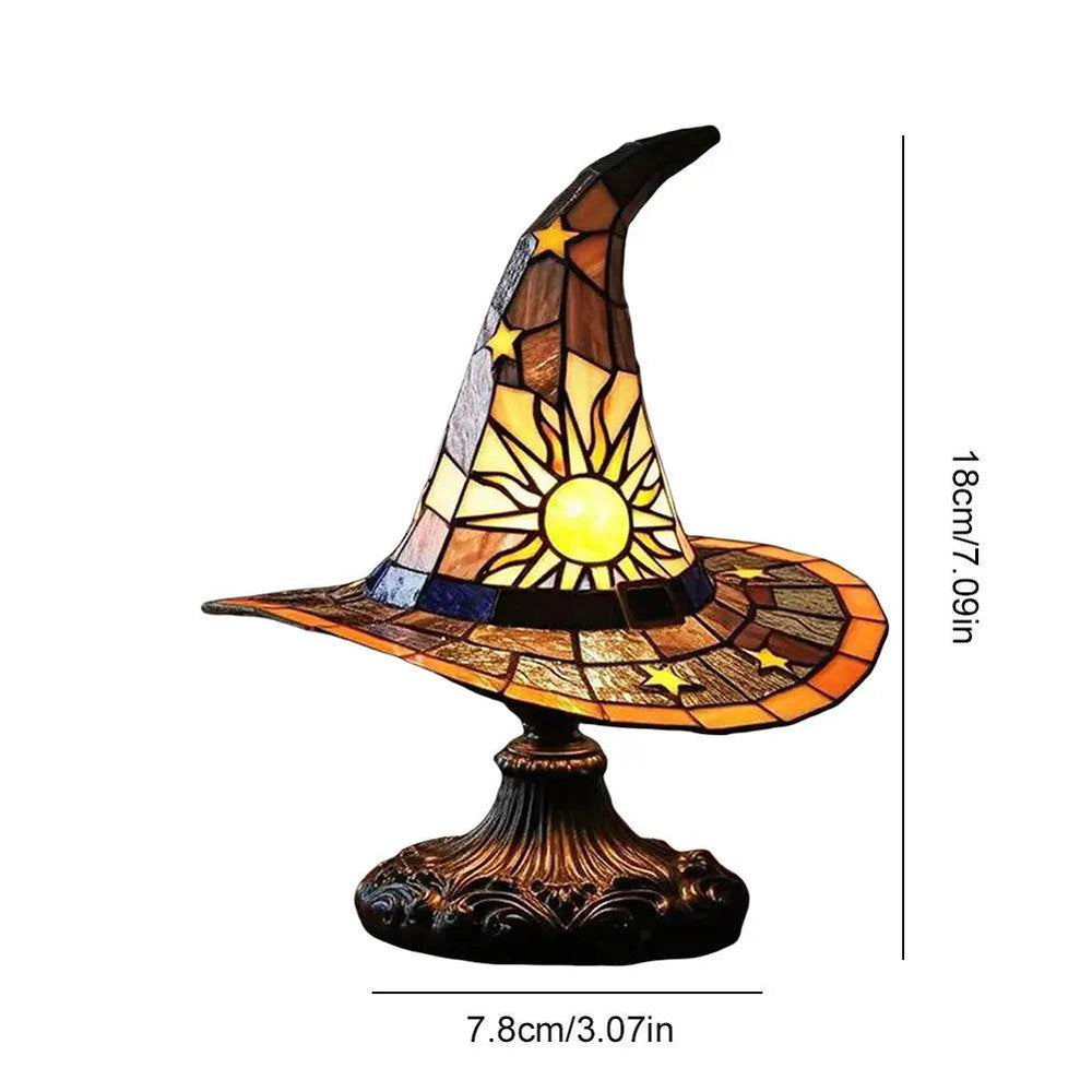 Enchanting Stained Glass Witch Hat USB Table Lamp - Perfect Bedside & Living Room Decor! - Creatique