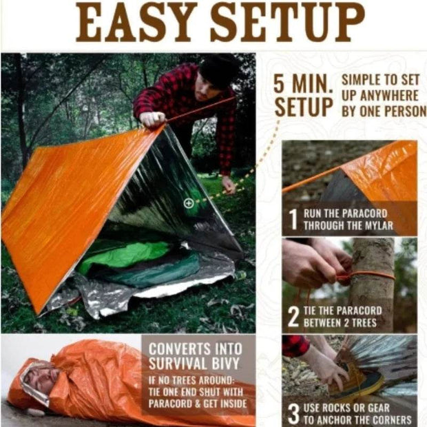2-Person Waterproof Emergency Tent - Ideal for Camping, Travel, and Outdoor Adventures - Creatique
