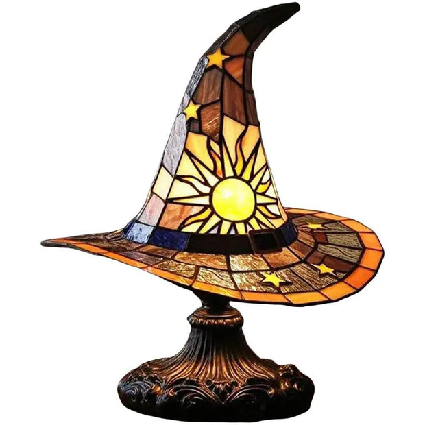 Enchanting Stained Glass Witch Hat USB Table Lamp - Perfect Bedside & Living Room Decor! - Creatique