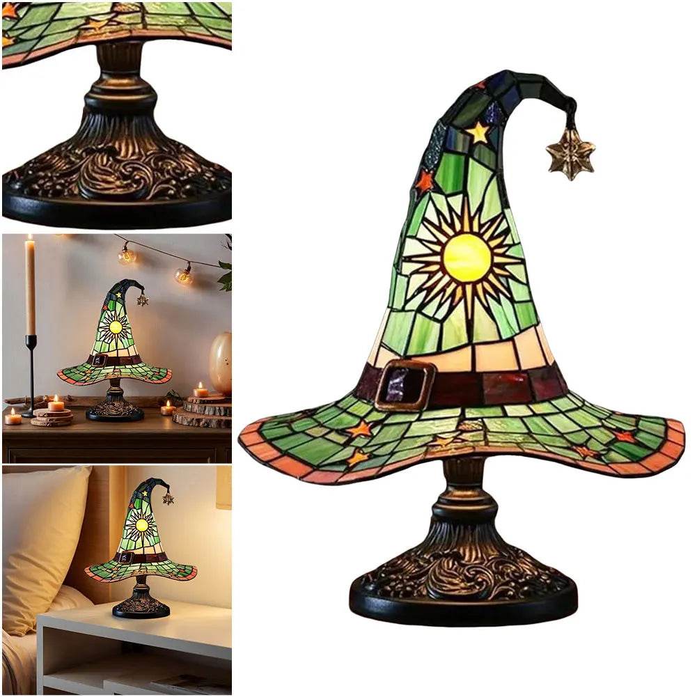 Enchanting Stained Glass Witch Hat USB Table Lamp - Perfect Bedside & Living Room Decor! - Creatique