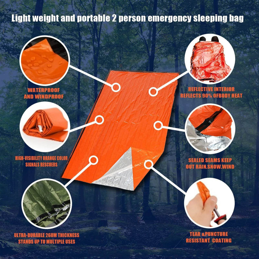 Emergency Thermal Sleeping Bag - Portable Waterproof Survival Gear for Camping & First Aid Rescue - Mylar Blanket - Creatique