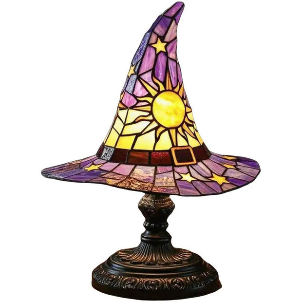 Enchanting Stained Glass Witch Hat USB Table Lamp - Perfect Bedside & Living Room Decor!