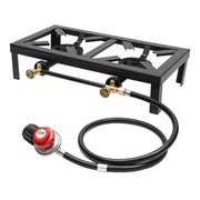 Portable Double Burner Camping Gas Stove – Adjustable Propane Cooker for Outdoor BBQ and Picnics - Creatique