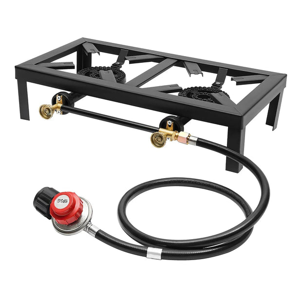 Portable Double Burner Camping Gas Stove – Adjustable Propane Cooker for Outdoor BBQ and Picnics - Creatique