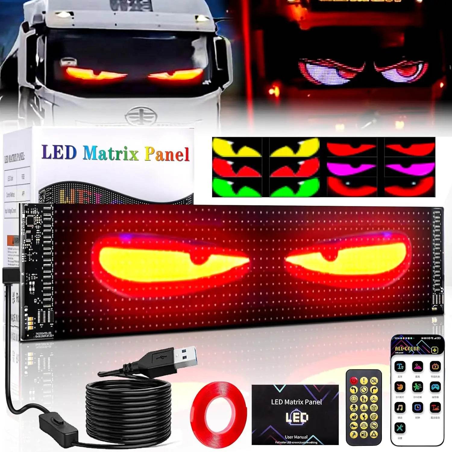 Eye-Catching Programmable LED Demon Eyes Sign for Store & Car Displays - Flexible & Bright! - Creatique