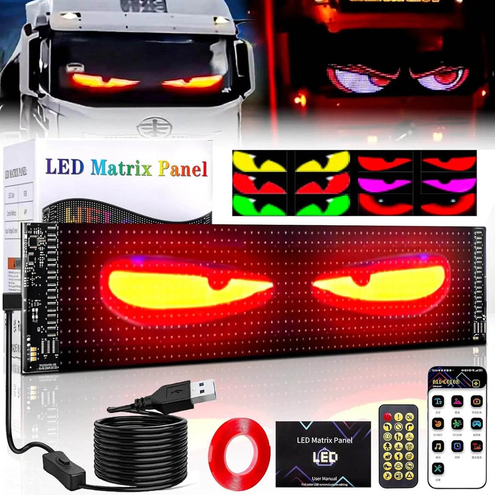 Eye-Catching Programmable LED Demon Eyes Sign for Store & Car Displays - Flexible & Bright! - Creatique