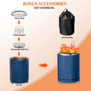 Blue Smokeless Fire Pit - 7.1"x7.1"x9.7" Elegant Outdoor Heating Solution