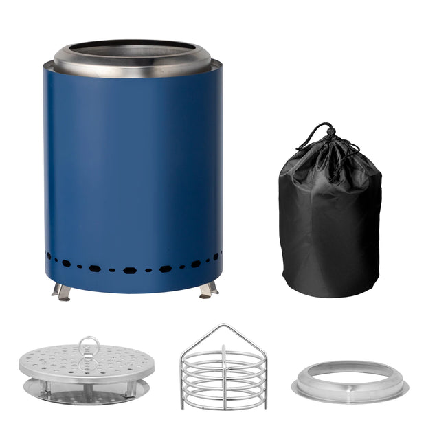 Blue Smokeless Fire Pit - 7.1"x7.1"x9.7" Elegant Outdoor Heating Solution