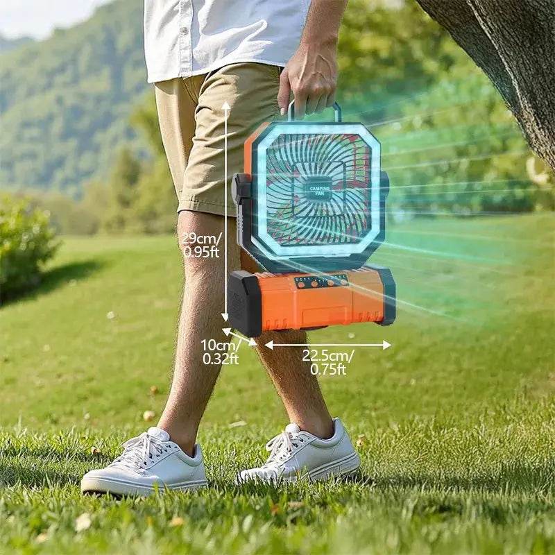 Powerful 20,000mAh Rechargeable Camping Fan & LED Lantern with Remote Control - Perfect for Outdoor Adventures and Comes with Storage Bag - Creatique