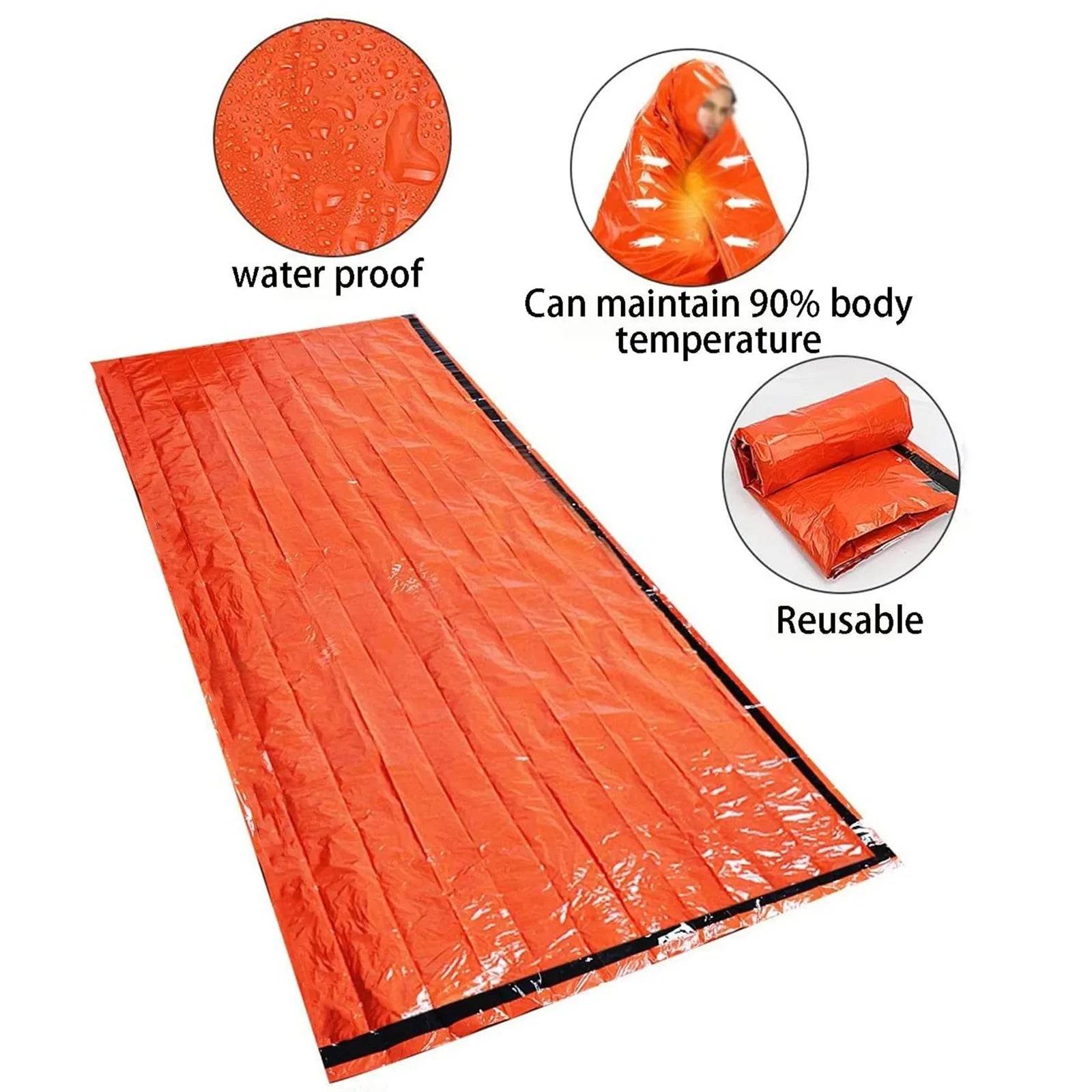 Emergency Thermal Sleeping Bag - Portable Waterproof Survival Gear for Camping & First Aid Rescue - Mylar Blanket - Creatique
