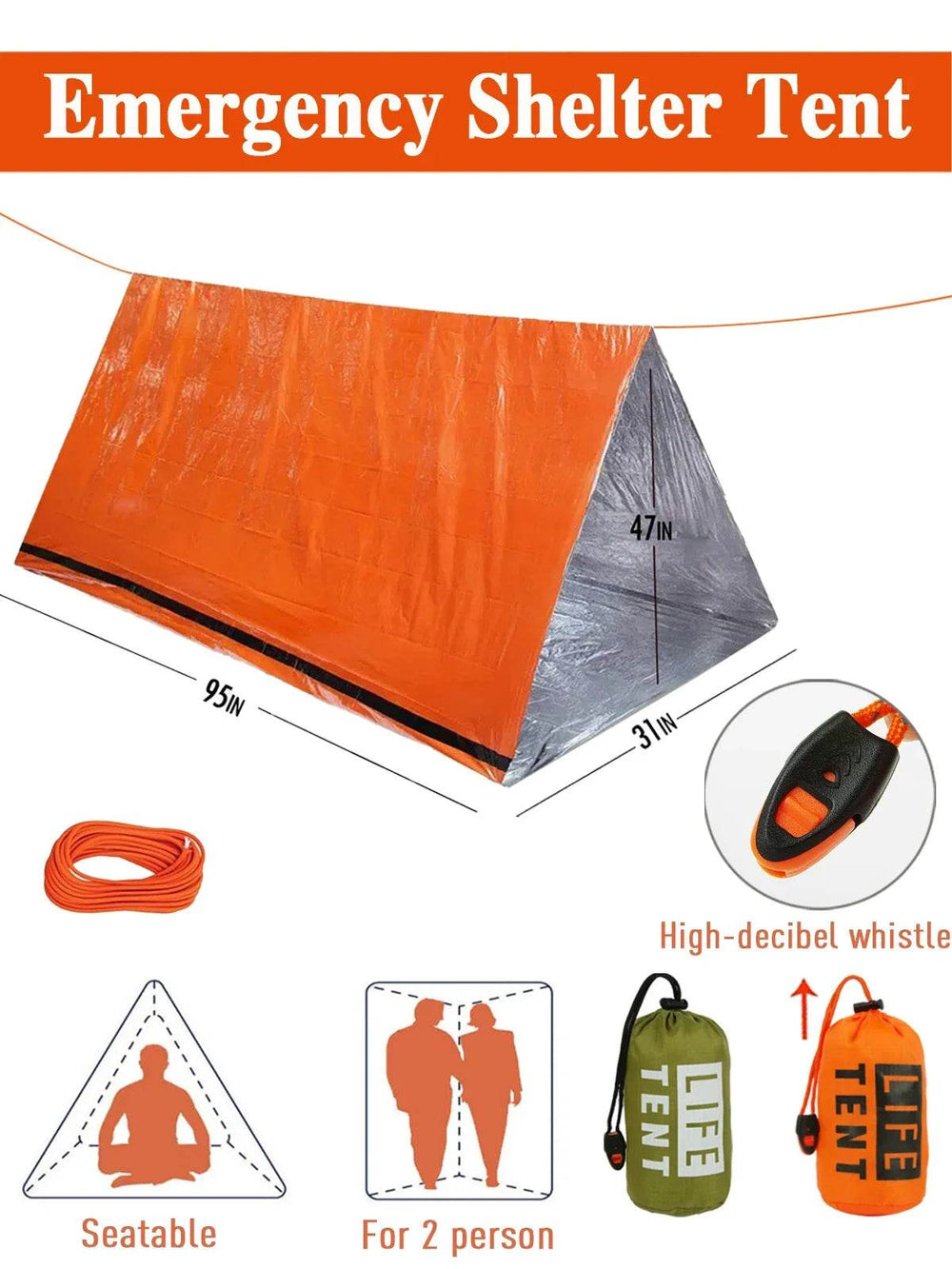 2-Person Waterproof Emergency Tent – Reliable Shelter for Outdoor Adventures - Creatique