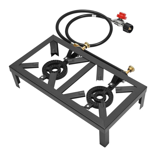 Portable Double Burner Camping Gas Stove – Adjustable Propane Cooker for Outdoor BBQ and Picnics - Creatique
