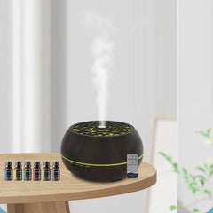 Transform Your Space: Smart 550ml Essential Oil Diffuser with Soundwave Technology, Remote Control, 7 LED Colors & Auto Timer for Ultimate Home Aromatherapy - Creatique