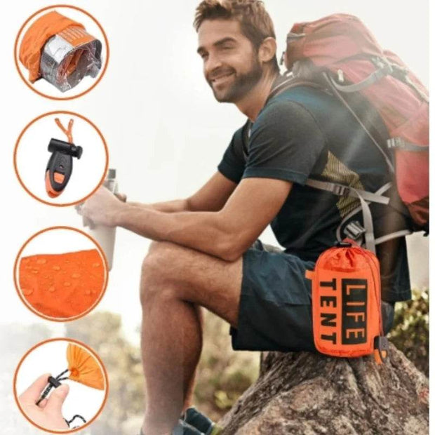 2-Person Waterproof Emergency Tent - Ideal for Camping, Travel, and Outdoor Adventures - Creatique