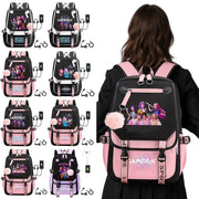 Kawaii Kpop Demon Hunters USB Charging Backpack - Large Capacity Anime School Bag for Teenagers - Creatique