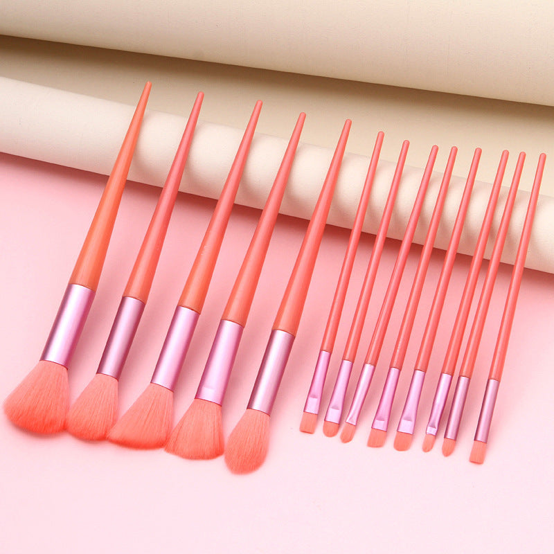 Professional cosmetic brush kit with ergonomic wooden handles and storage bag
