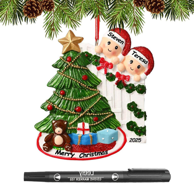 Personalized Christmas Ornaments 2025 Family of 2/3/4/5/6 Custom Christmas Ornament with Names Customized Family Ornaments for Christmas Tree Decoration Customized Gifts, Family of 5 - Creatique