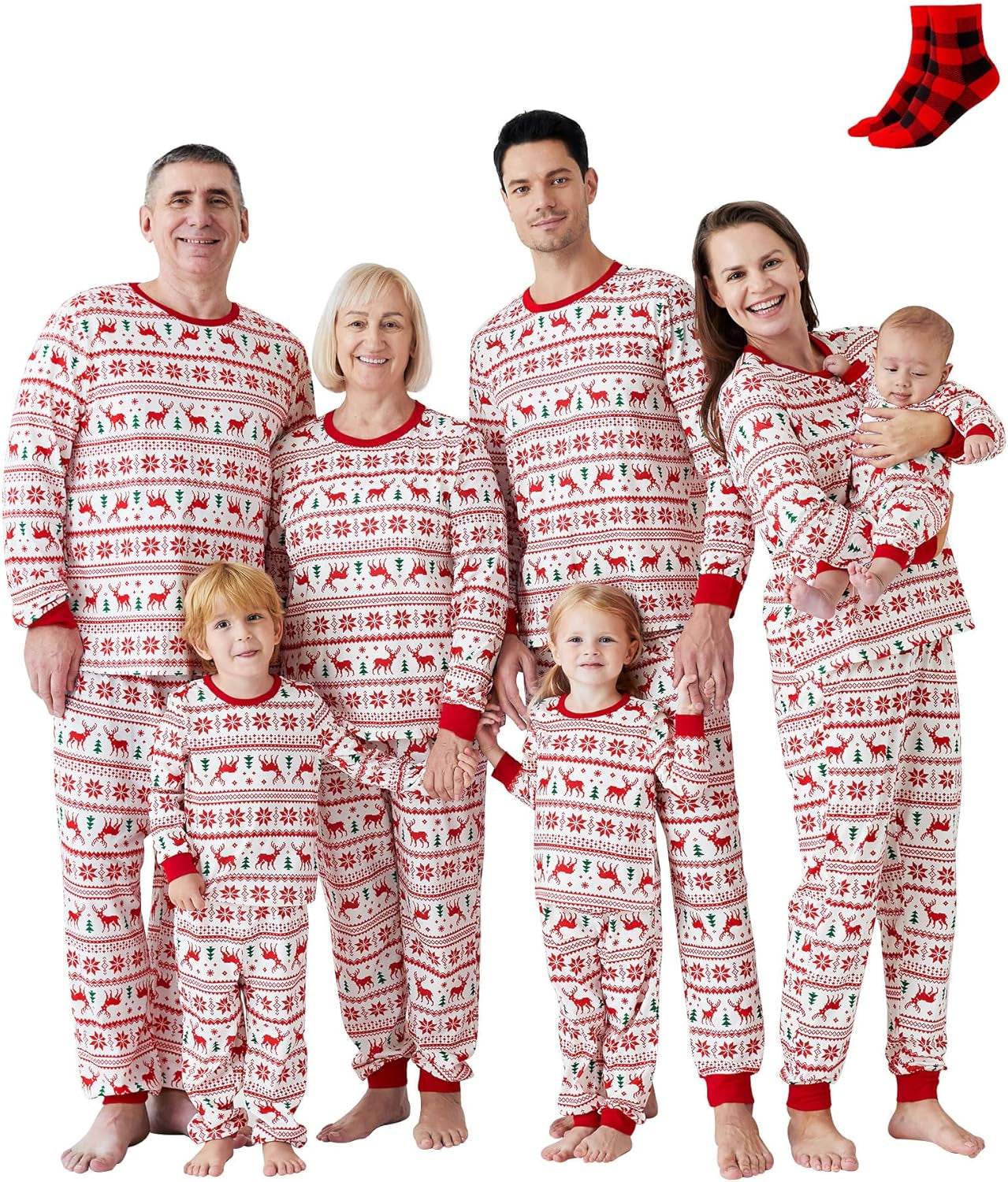 Christmas Family Matching Pajama Sets Includes Christmas Socks - Perfect for Family Photos & Holiday Celebrations - Creatique