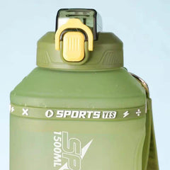 Motivational Large Water Bottle with Push Button Silicone Straw and Measurement Marker - Creatique