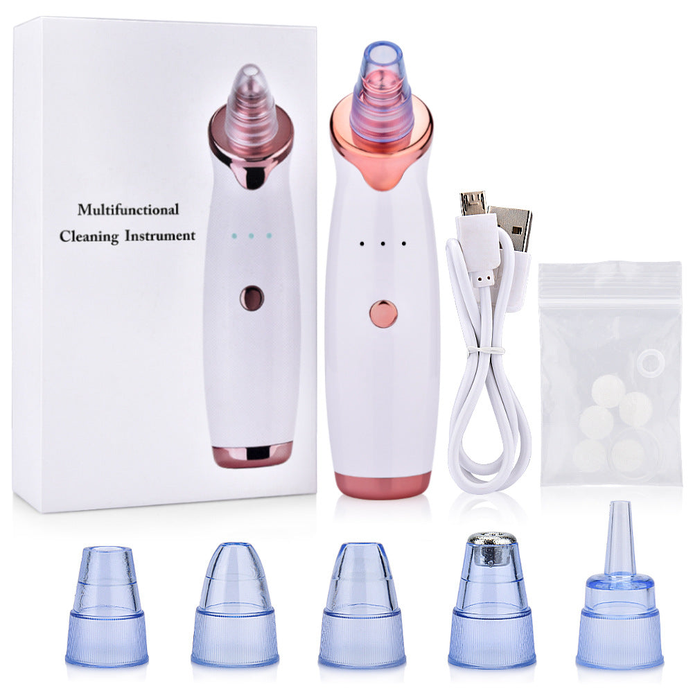 Electric facial pore vacuum demonstrating use on nose and T-zone area