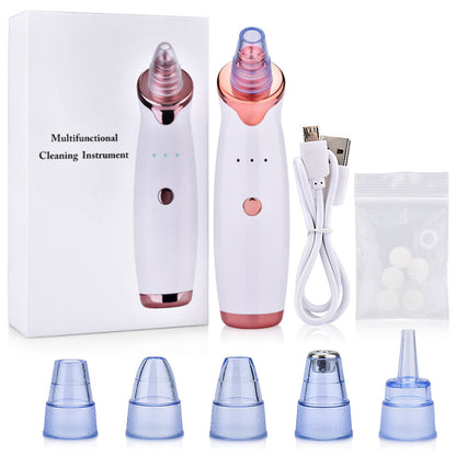 Electric facial pore vacuum demonstrating use on nose and T-zone area