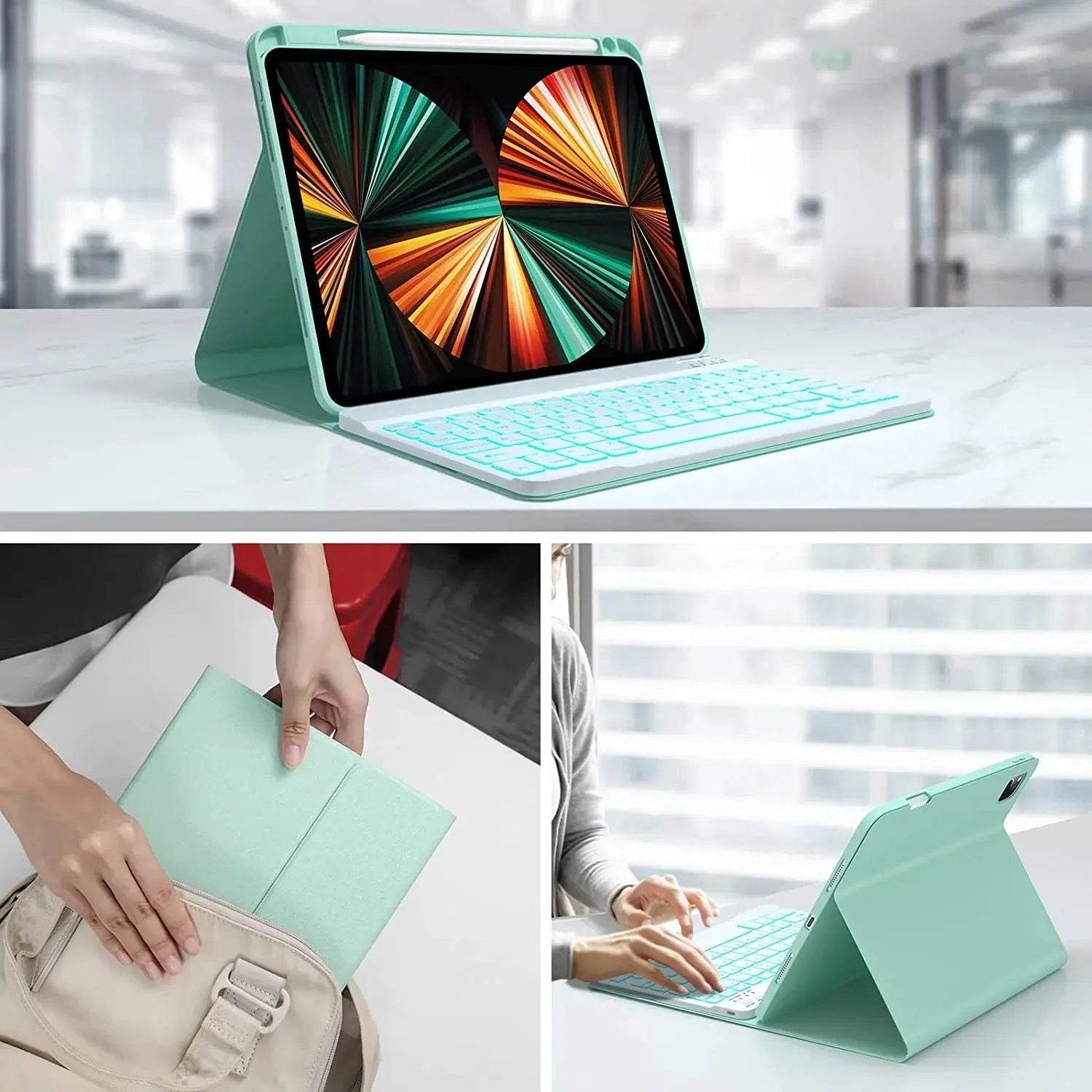 Ipad Keyboard Case for Ipad Air 5Th/4Th Gen 2022/2020 10.9 Inch - Pro 11 4Th 3Rd 2Nd 1St Gen 2022/2021/2020/2018, Detachable BT Backlit Magnetic Keyboard, Built-In Pencil Holder, Smart Cover (Green） - Creatique