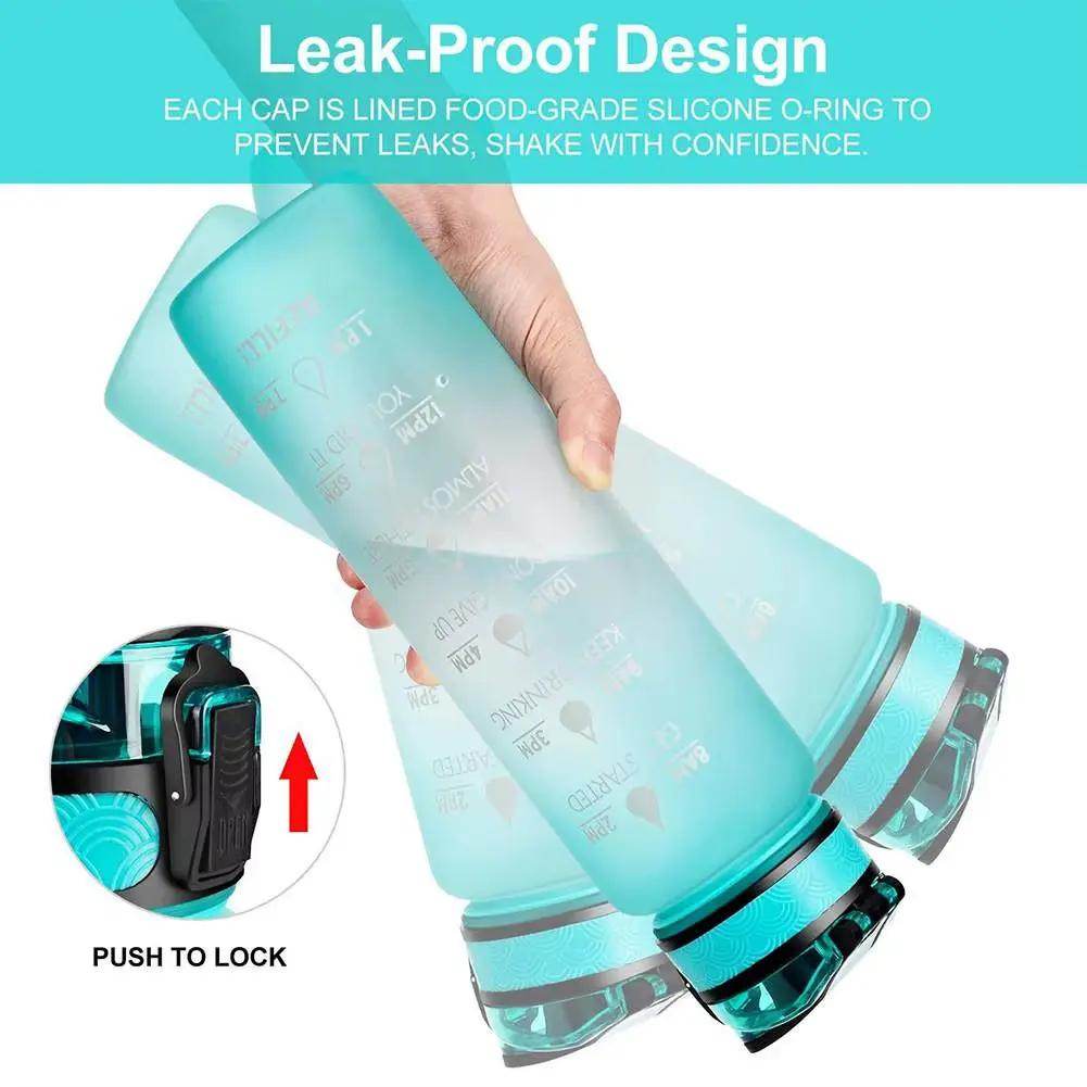 1L Leakproof Tritan Water Bottle with Time Scale & Bounce Cover - Perfect for Outdoor Sports & Fitness - Creatique