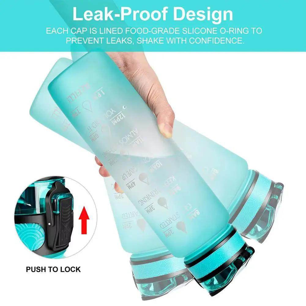1L Leakproof Tritan Water Bottle with Time Scale & Bounce Cover - Perfect for Outdoor Sports & Fitness - Creatique