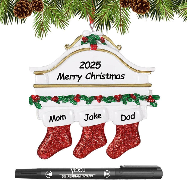 Personalized Christmas Ornaments 2025 Family of 2/3/4/5/6 Custom Christmas Ornament with Names Customized Family Ornaments for Christmas Tree Decoration Customized Gifts, Family of 5 - Creatique