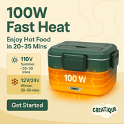 Electric Lunch Box for Adults, 100W 3.5L 2-Layer Portable Food Warmer for Men, Dual Mode 2.5L + 1L Large Heated Lunch Box for Car/Truck/Work, Lonchera Eléctrica Portátil Para Calentar Almuerzo - Creatique
