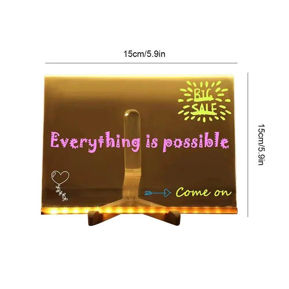 Light up Acrylic Message Board Rewritable DIY Children'S Glowing Drawing Board Message Lamp with 7 Colorful Pens - Creatique