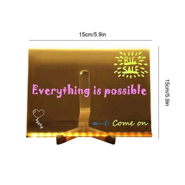 Light up Acrylic Message Board Rewritable DIY Children'S Glowing Drawing Board Message Lamp with 7 Colorful Pens - Creatique