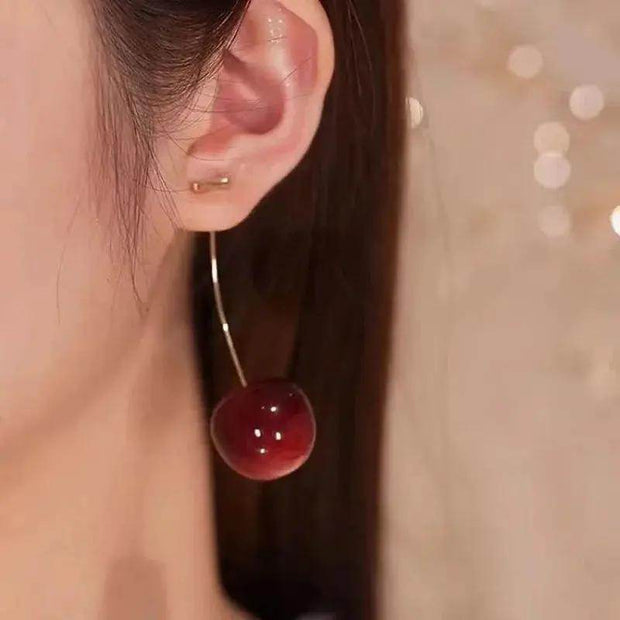 Small Fresh Sweet Lovely Cherry Cherries Cherries Earrings Pendant Fruit Earrings Red Cherry Earrings Charm Jewelry - Creatique