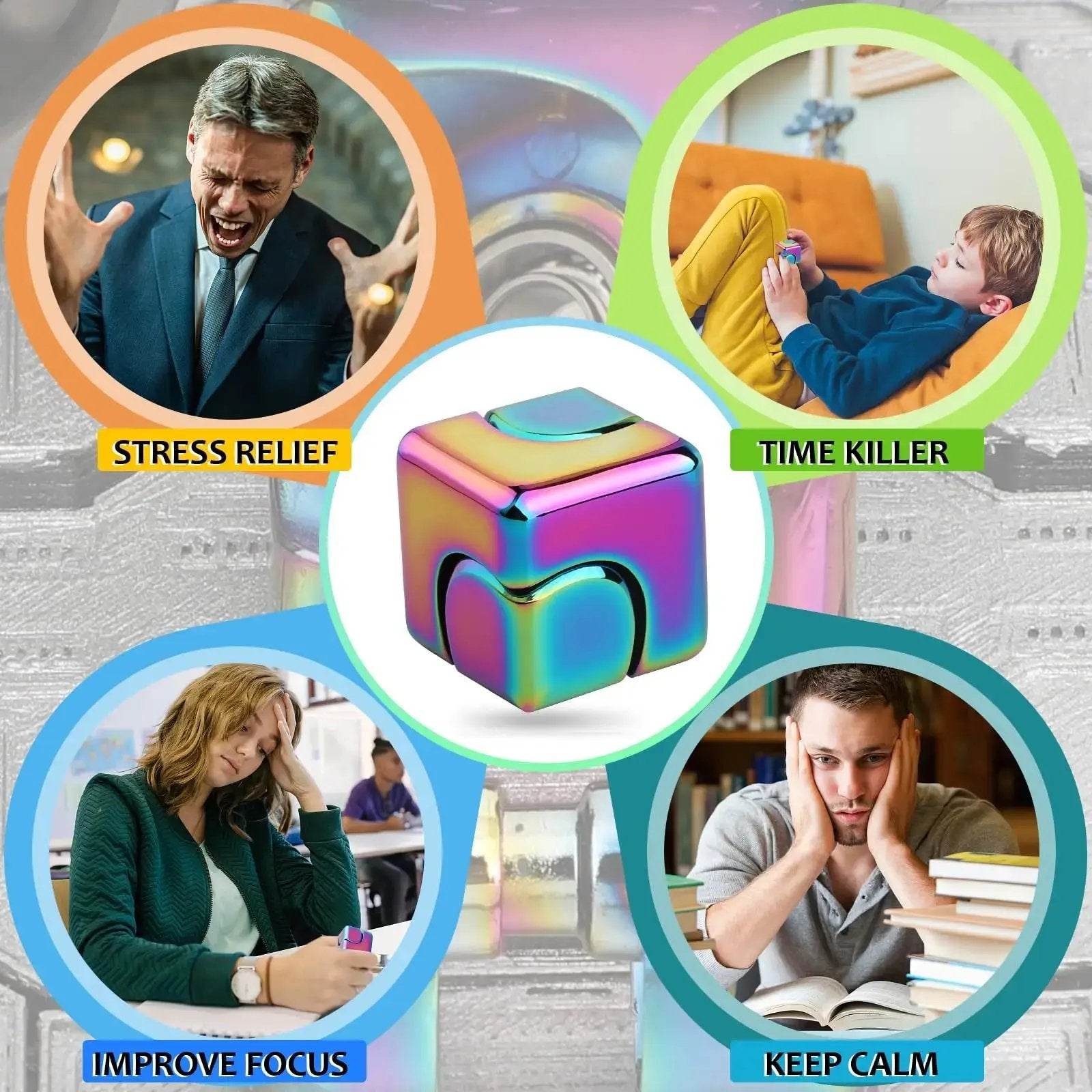 Portable Alloy Cube Spinner – Stress Relief Gyroscope - Creatique