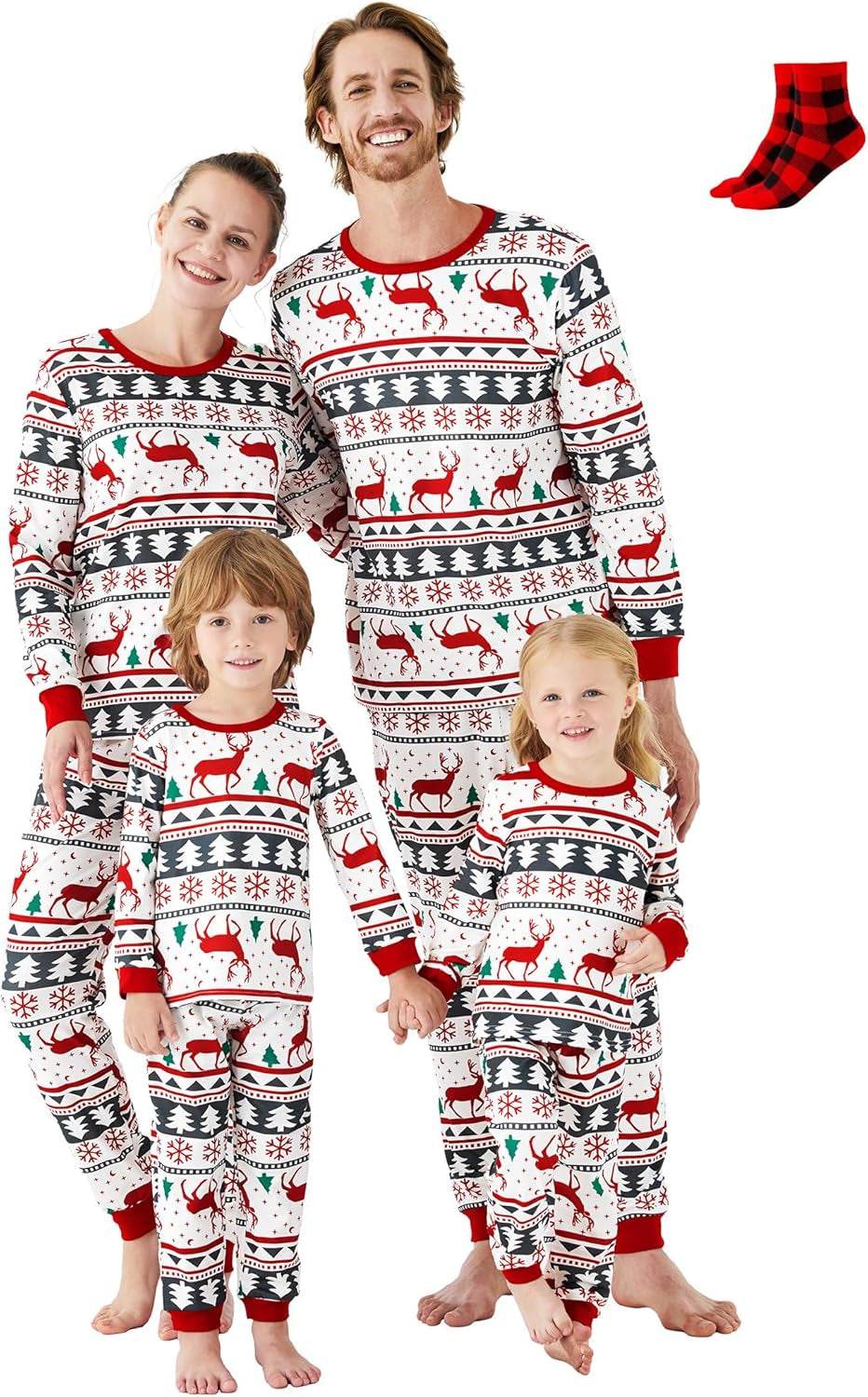 Christmas Family Matching Pajama Sets Includes Christmas Socks - Perfect for Family Photos & Holiday Celebrations - Creatique