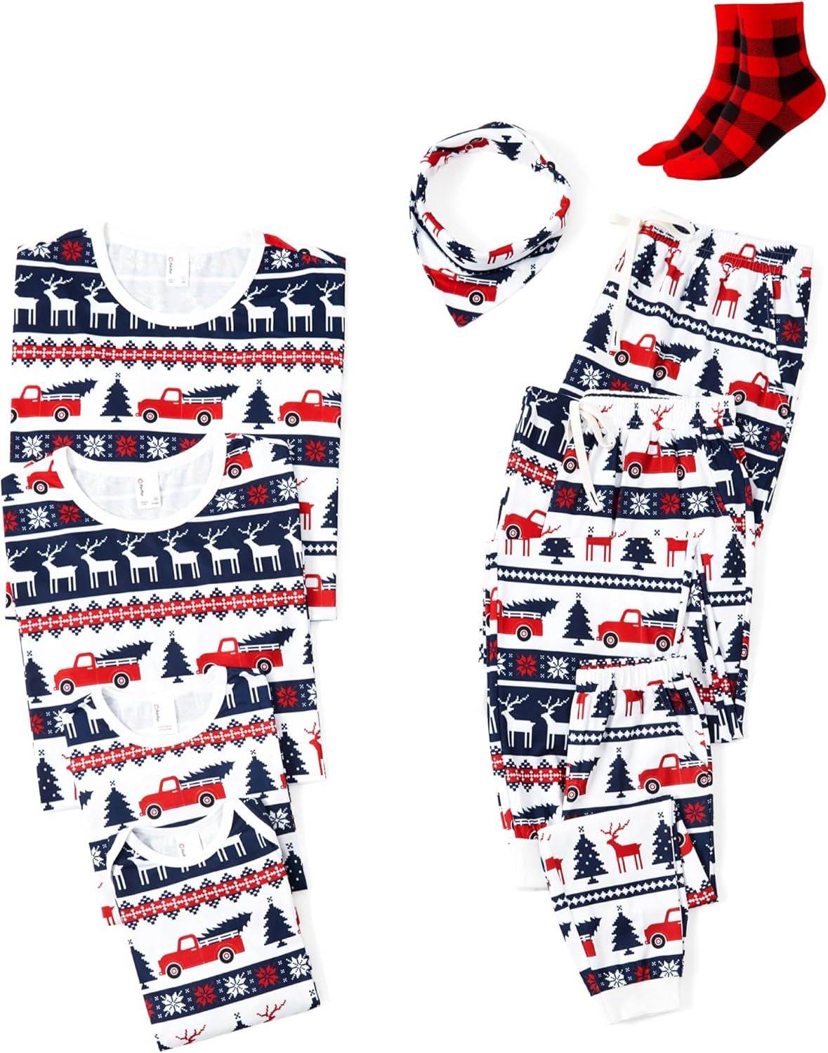Christmas Family Matching Pajama Sets Includes Christmas Socks - Perfect for Family Photos & Holiday Celebrations - Creatique
