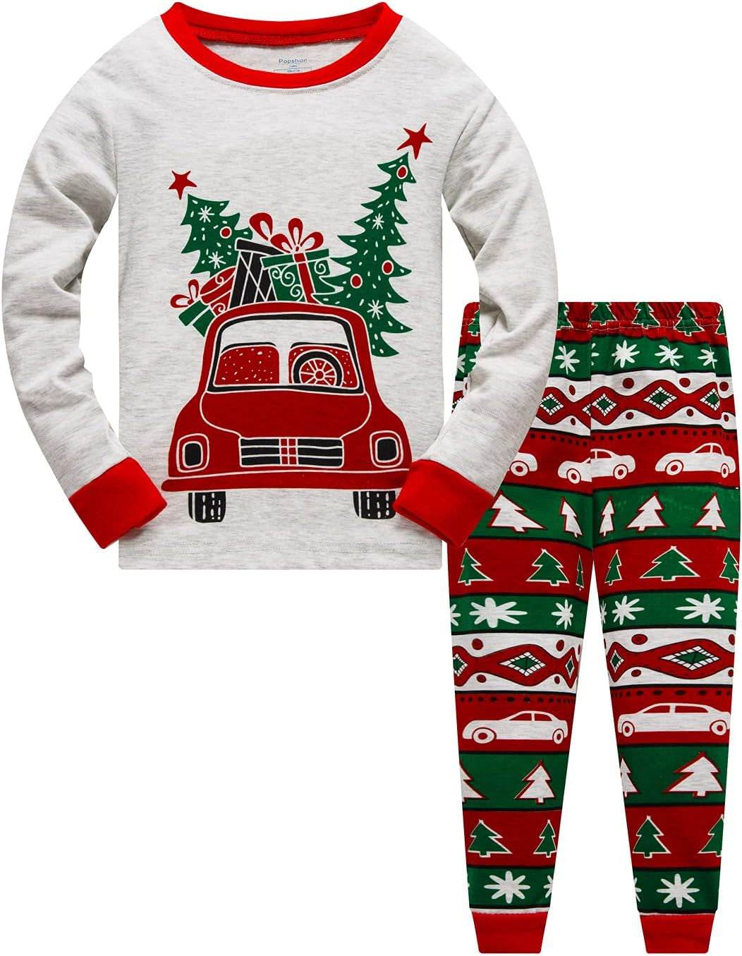 Little Boys & Girls Christmas Pajamas Sets for Toddler – 100% Cotton Dinosaur & Starry Sleepwear - Creatique