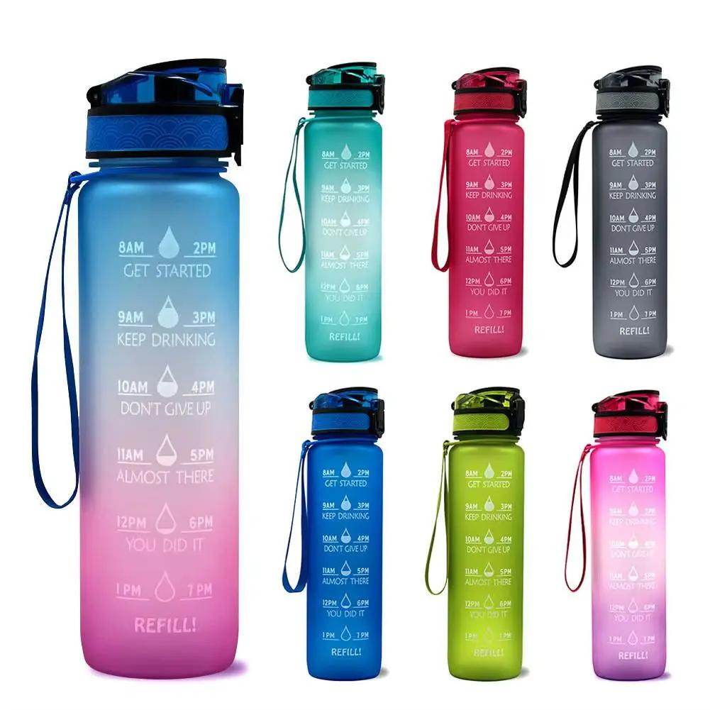 1L Leakproof Tritan Water Bottle with Time Scale & Bounce Cover - Perfect for Outdoor Sports & Fitness - Creatique